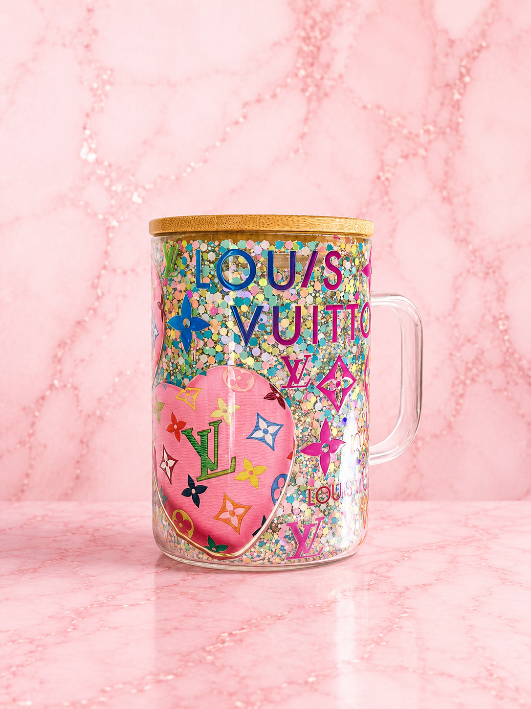 15oz Glass mugs with bamboo lid